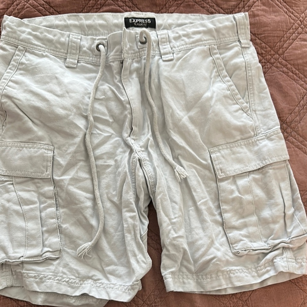 Express Gray Cargo Shorts Relaxed Fit